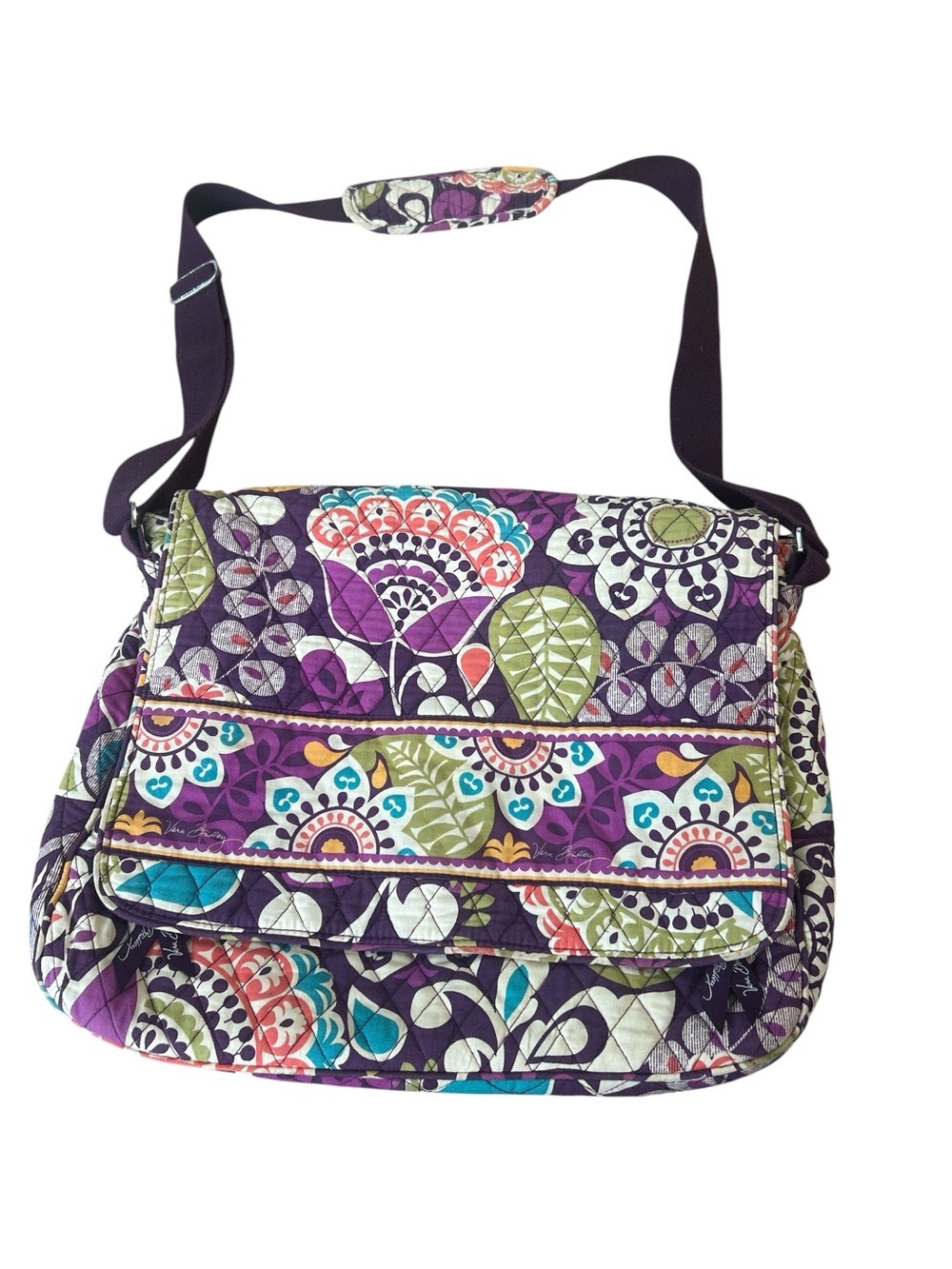 Vera Bradley Purple Floral Quilted Crossbody Messenger